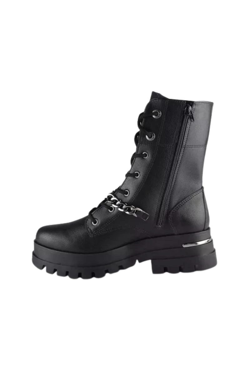 Bota Via Marte Coturno Corrente Prateada Feminina Preta Bota Via Marte Coturno Corrente Prateada Feminina Preta