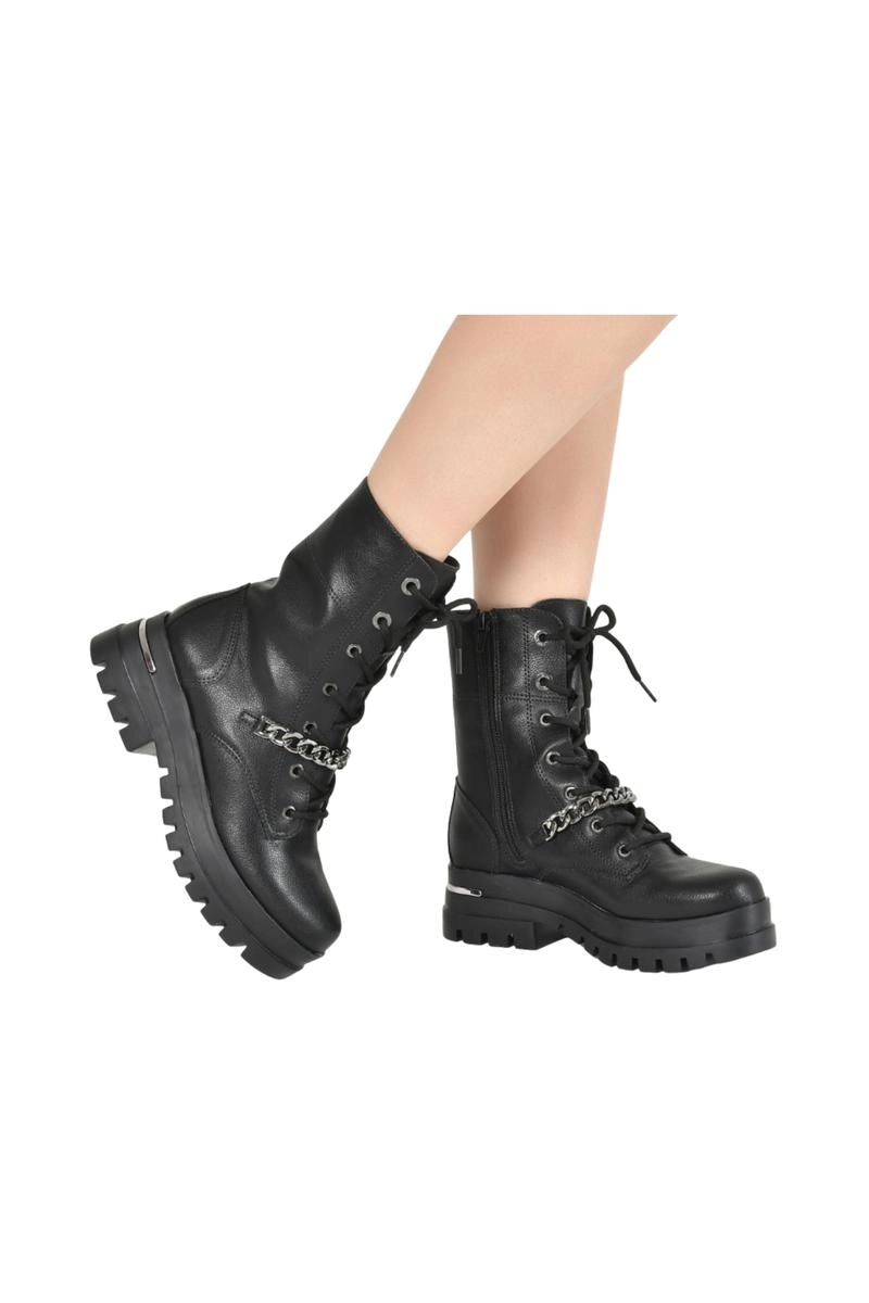 Bota Via Marte Coturno Corrente Prateada Feminina Preta Bota Via Marte Coturno Corrente Prateada Feminina Preta