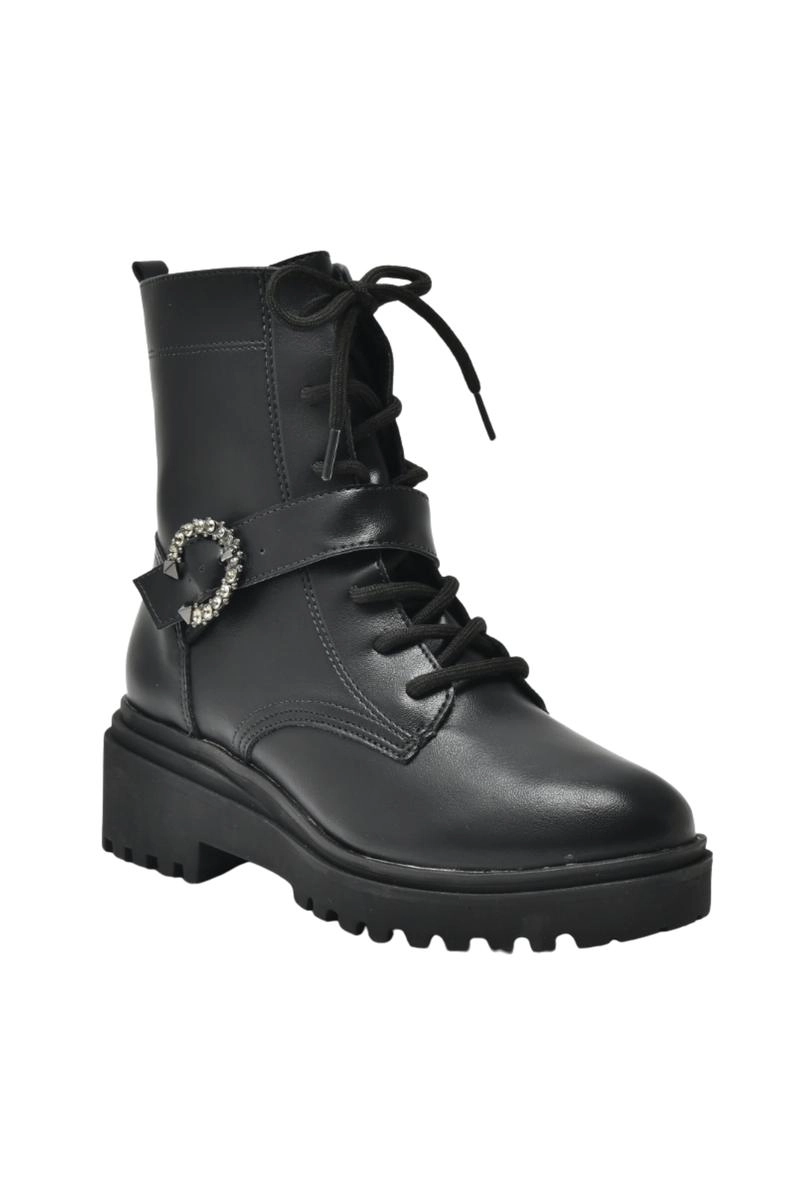 Bota Via Marte Coturno Fivela Brilho Feminina