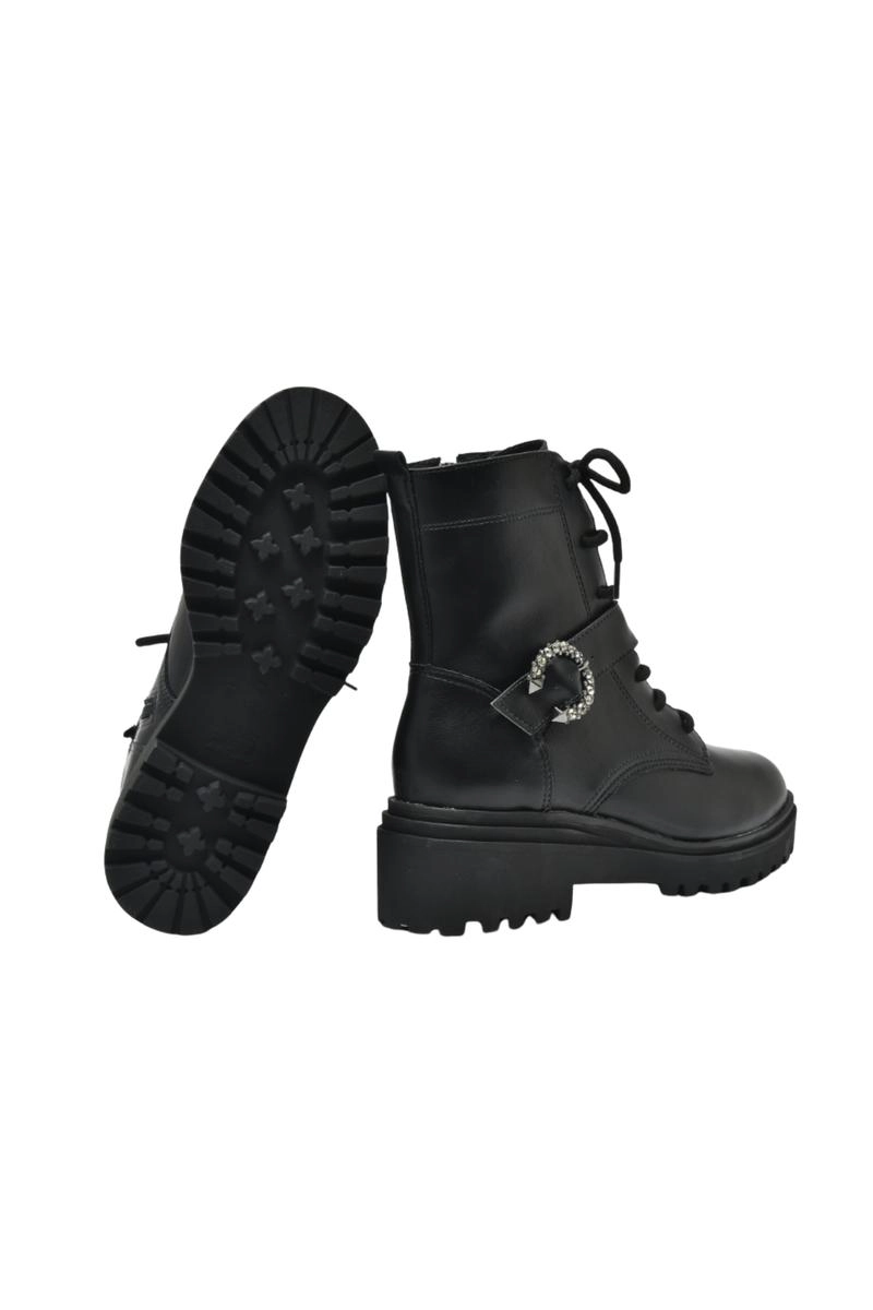 Bota Via Marte Coturno Fivela Brilho Feminina