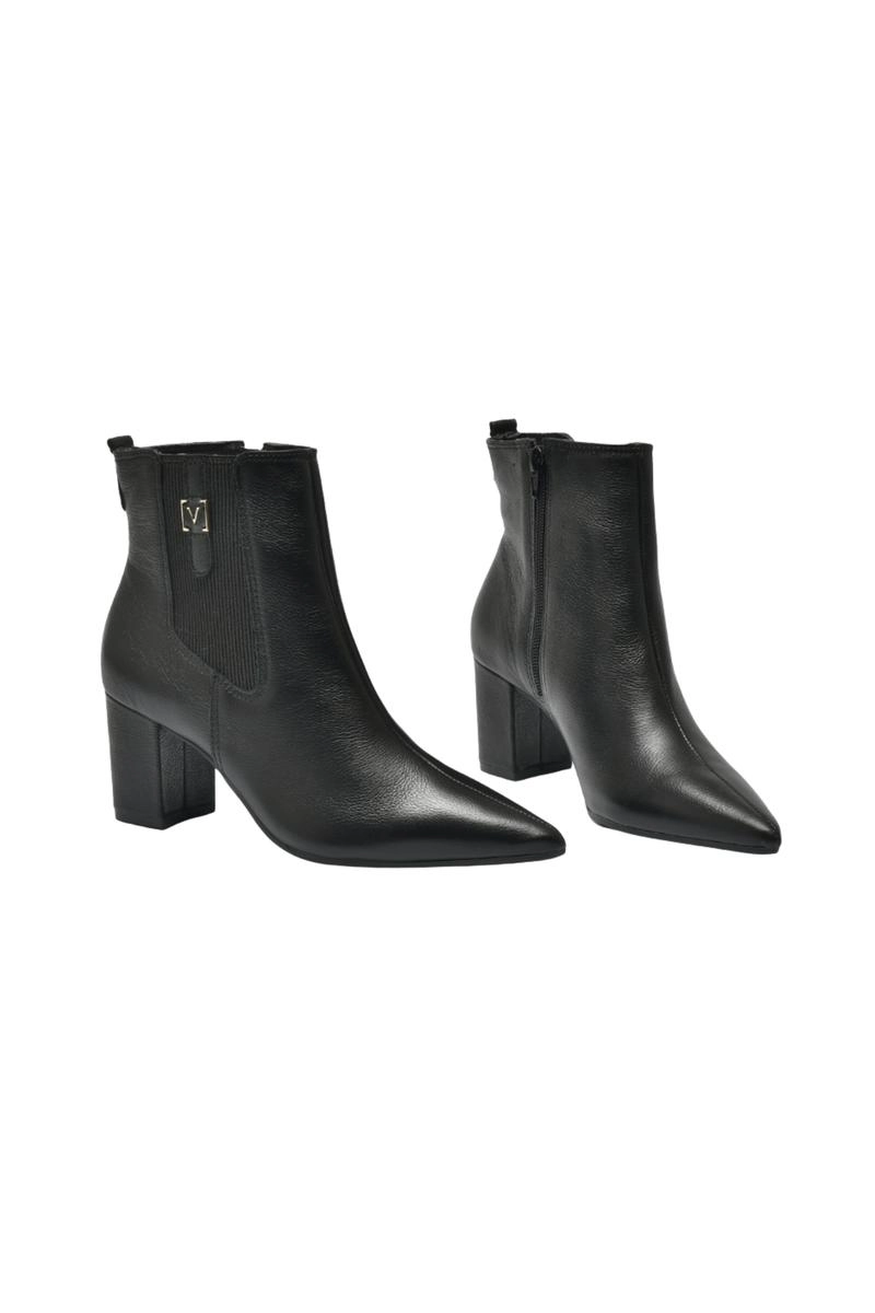 Bota Via Marte Couro Atenas Cano Curto Feminina Preta