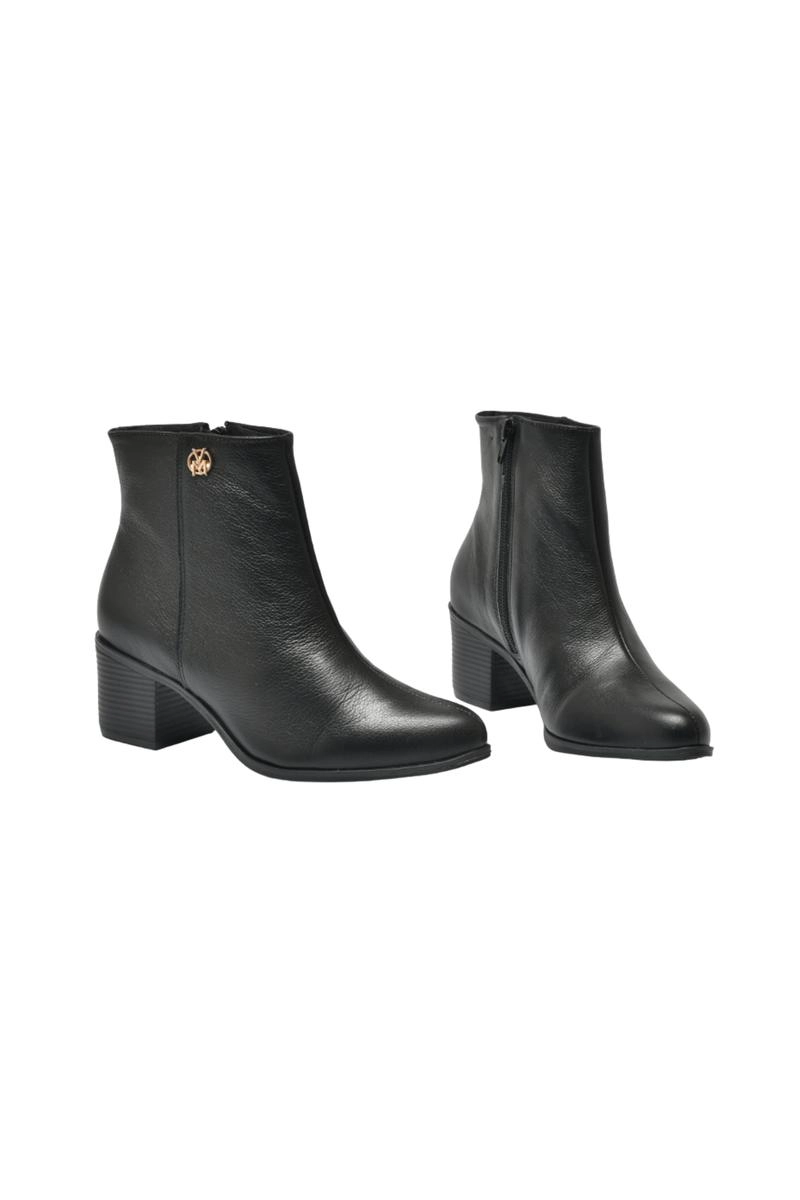 Bota Via Marte Couro Atenas Feminina Preta