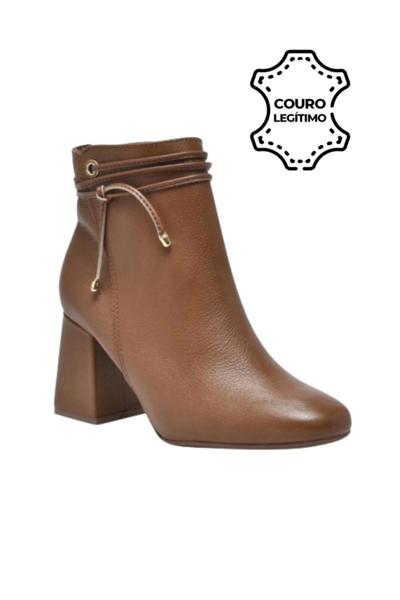 Bota Via Marte Couro Cano Curto Feminina