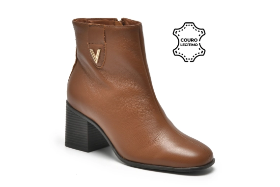 Produto - Bota Via Marte Couro Cano Curto Feminina Caramelo