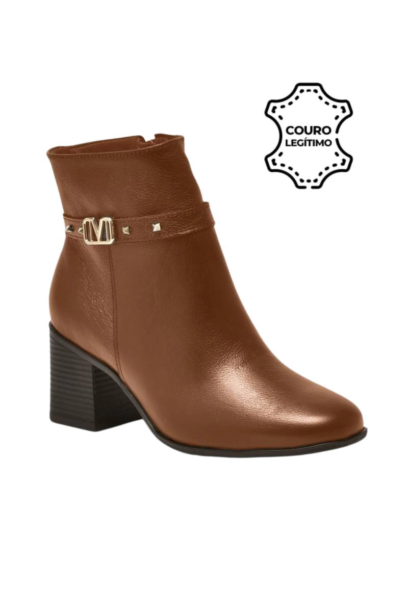 Bota Via Marte Couro Cano Curto Feminina