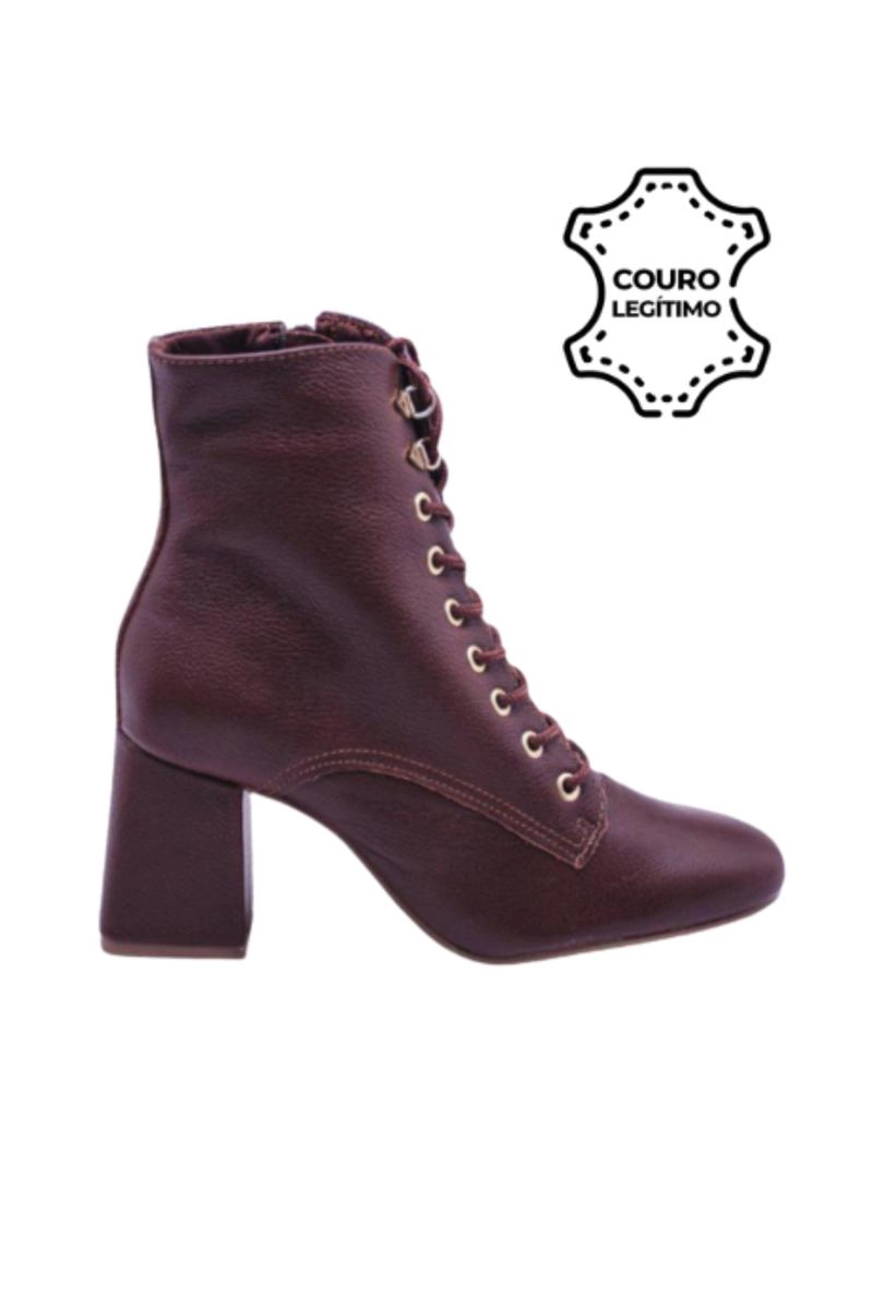 Bota Via Marte Couro Cano Curto Feminina