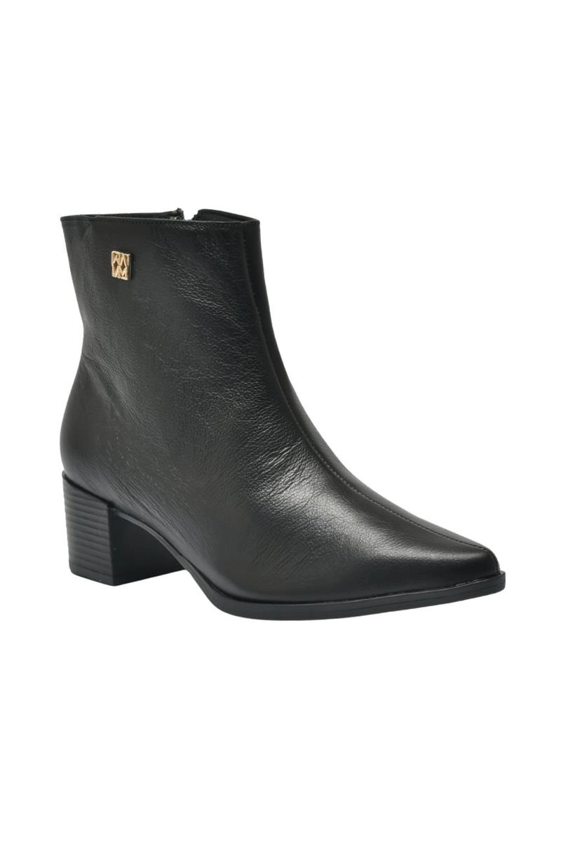 Bota Via Marte Couro Cano Curto Feminina