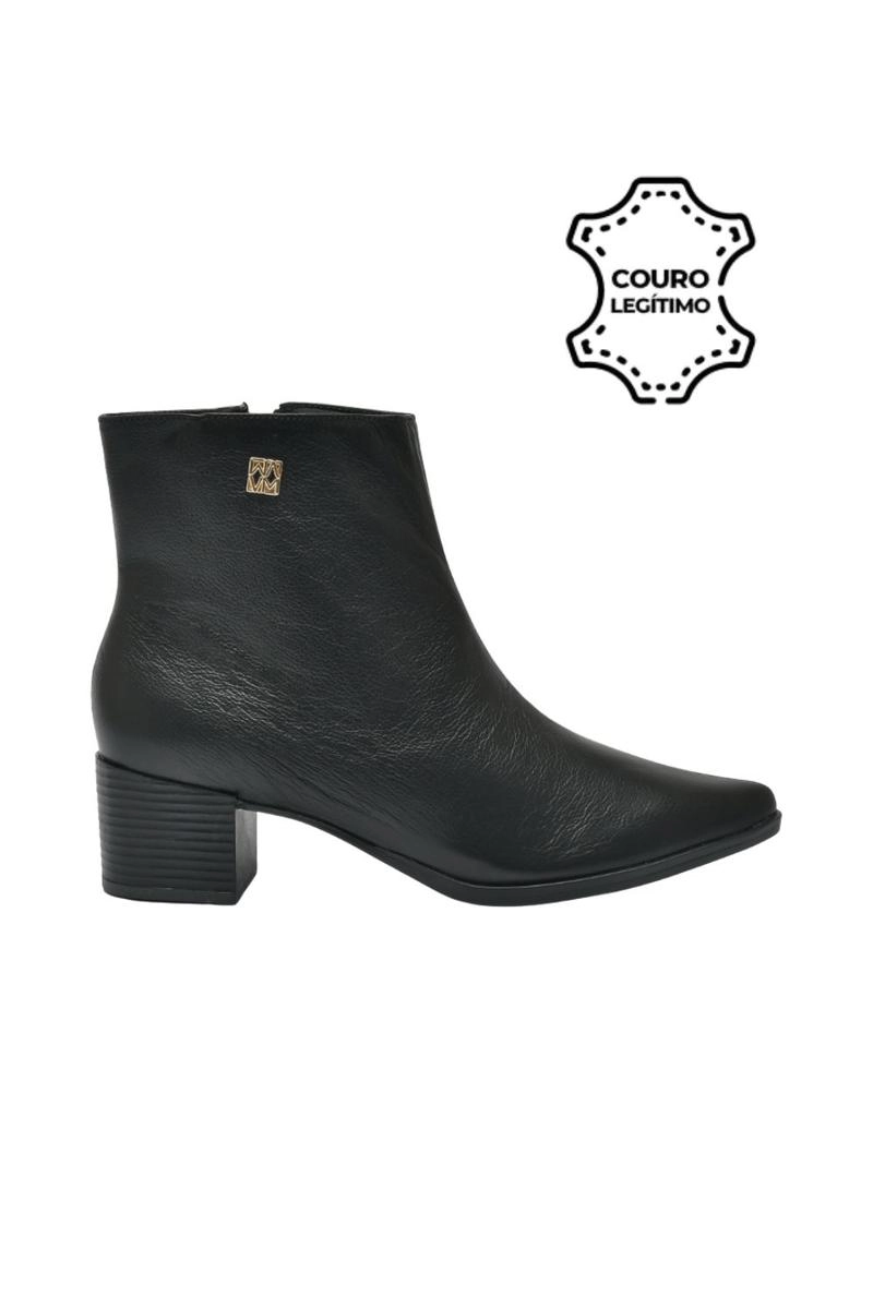 Bota Via Marte Couro Cano Curto Feminina