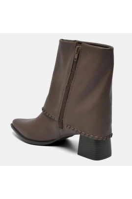 Bota Via Marte Couro Salto Bloco Virada Feminina Cinnamon Bota Via Marte Couro Salto Bloco Virada Feminina Cinnamon