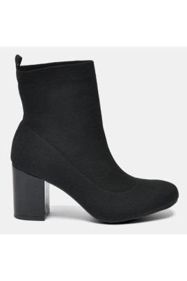 Bota Via Marte Malha Salto Médio Bico Redondo Feminina Preta Produto - Bota Via Marte Malha Salto Médio Bico Redondo Feminina Preta