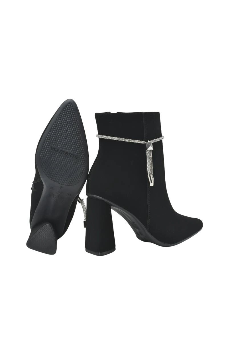 Bota Via Marte Salto Pingentes Feminina Preta Nobuck Bota Via Marte Salto Pingentes Feminina Preta Nobuck