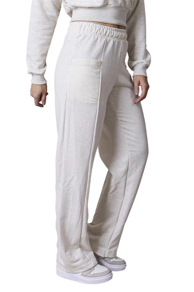 Calça de Moletom Dezali Wide Leg Cor Natural Calça de Moletom Dezali Wide Leg Cor Natural