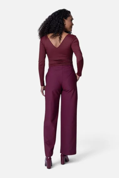 Calça Feminina Pantalona Alfaiataria Vinho Calça Feminina Pantalona Alfaiataria Vinho
