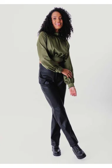 Calça Gabip Feminina Couro Pu Slim Reggla
