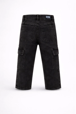 Calça Garota Lua Cargo Infantil Masculina Preta Calça Garota Lua Cargo Infantil Masculina Preta