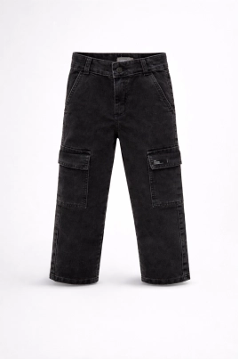 Calça Garota Lua Cargo Infantil Masculina Preta Calça Garota Lua Cargo Infantil Masculina Preta