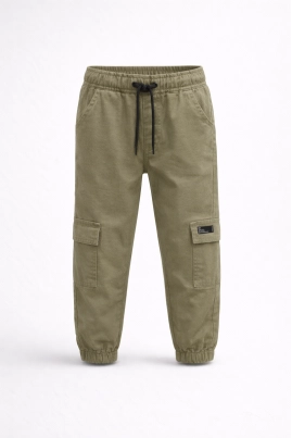Calça Garota Lua Jogger Infantil Masculina Sarja Cáqui Calça Garota Lua Jogger Infantil Masculina Sarja Cáqui