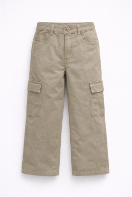 Calça Garota Lua Sarja Cargo Infantil Feminina Caqui Calça Garota Lua Sarja Cargo Infantil Feminina Caqui