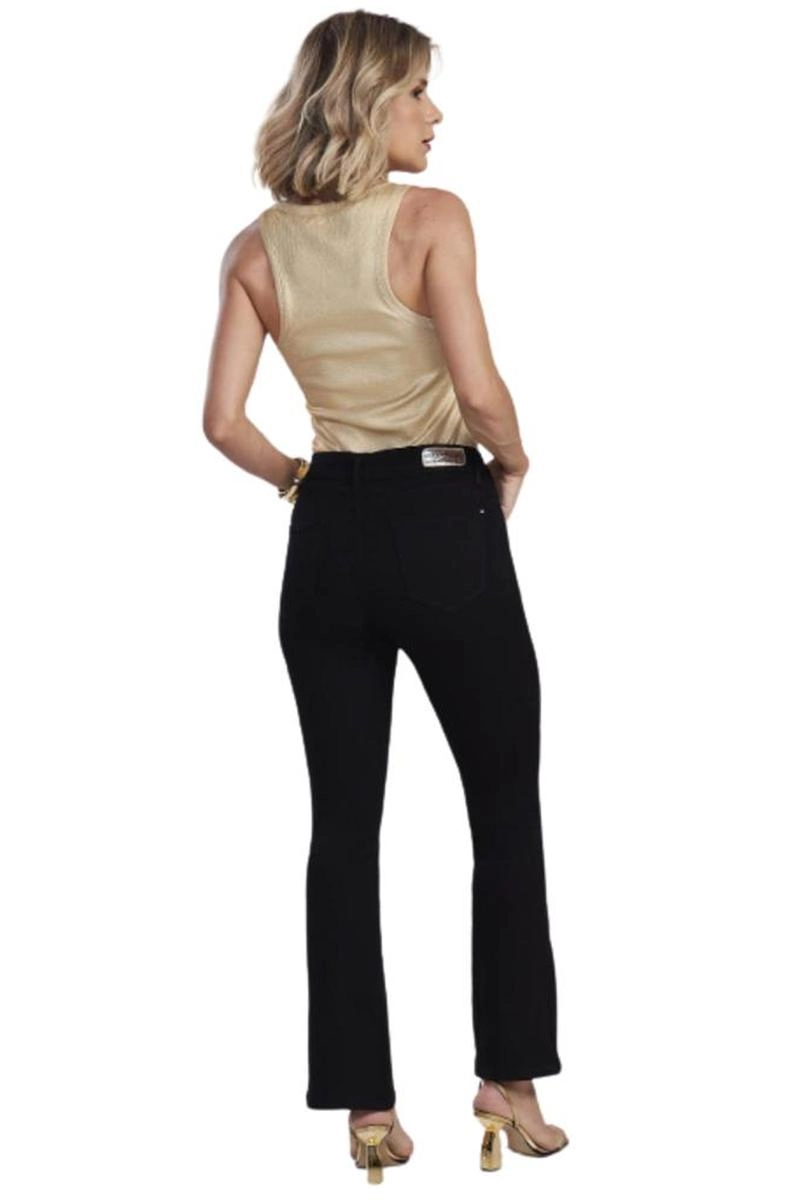 Calça Max Denim Flare Sarja Feminina