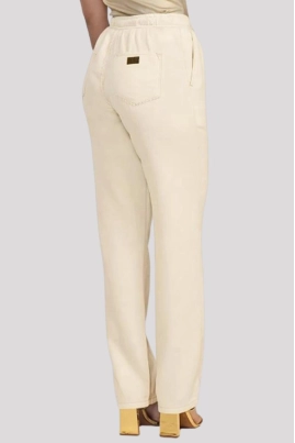 Calça Max Denim Reta Com Cordão Feminina Linho Calça Max Denim Reta Com Cordão Feminina Linho