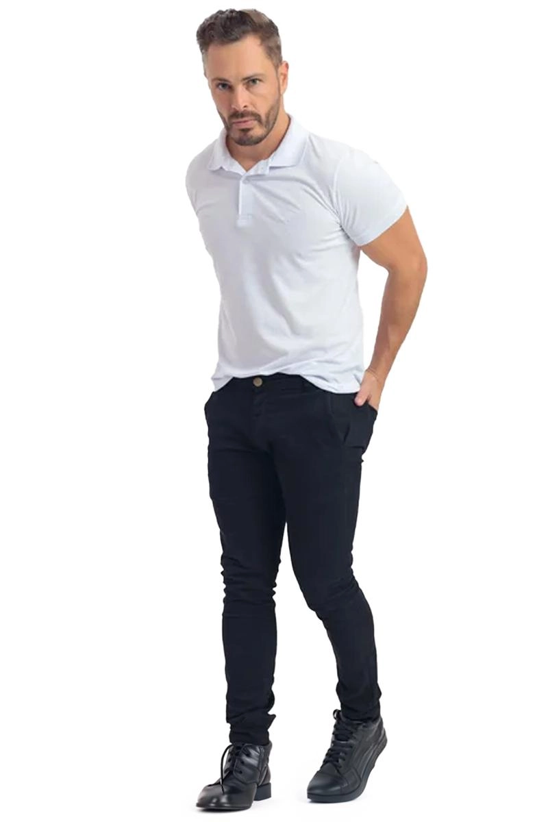 Calça Max Denim Sarja Bolsos Faca Masculina
