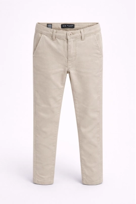 Calça Max Denim Sarja Infantil Masculina Bege Calça Max Denim Sarja Infantil Masculina Bege