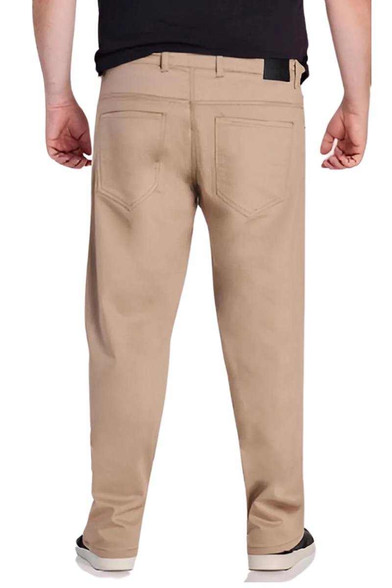 Calça Max Denim Sarja Plus Size Masculina Bege Calça Max Denim Sarja Plus Size Masculina Bege