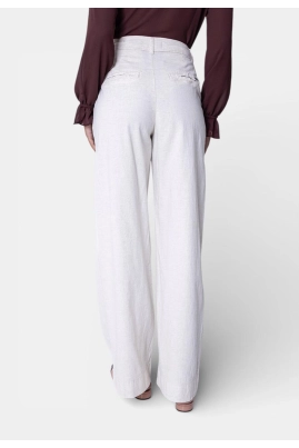 Calça Pitt Alfaiataria Wide Leg Feminina Linho Calça Pitt Alfaiataria Wide Leg Feminina Linho