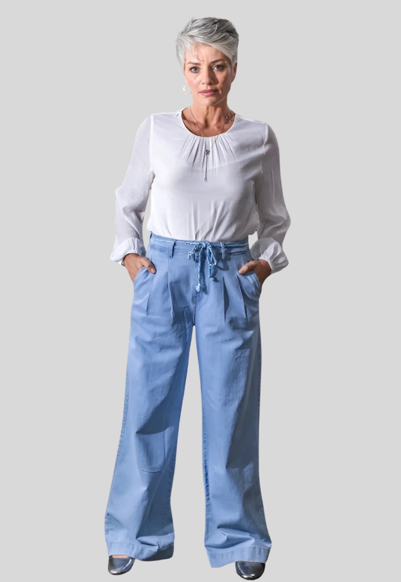 Calça Pitt Wide Leg Feminina Jeans Claro Calça Pitt Wide Leg Feminina Jeans Claro