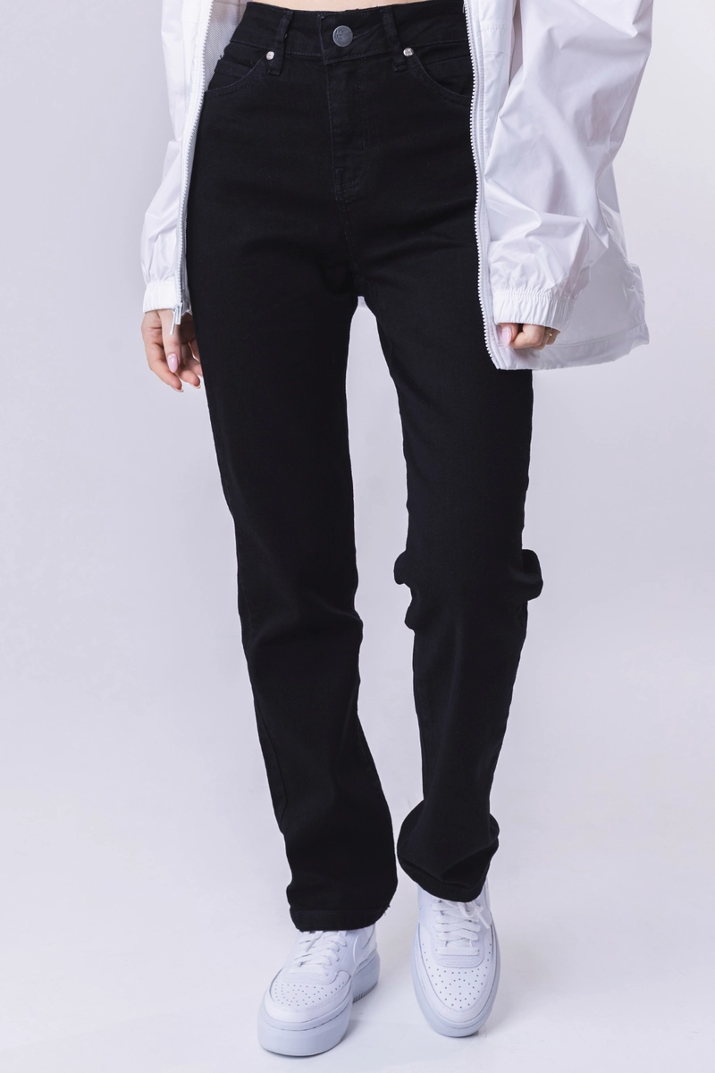 Calça Vilejack Reta Feminina Jeans Preta Calça Vilejack Reta Feminina Jeans Preta