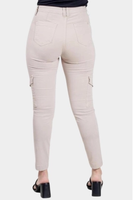 Calça Voox Cargo Sarja Feminina Bege Calça Voox Cargo Sarja Feminina Bege