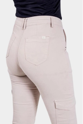 Calça Voox Cargo Sarja Feminina Bege Calça Voox Cargo Sarja Feminina Bege
