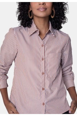 Camisa Gabip Listrada Feminina Canela Camisa Gabip Listrada Feminina Canela