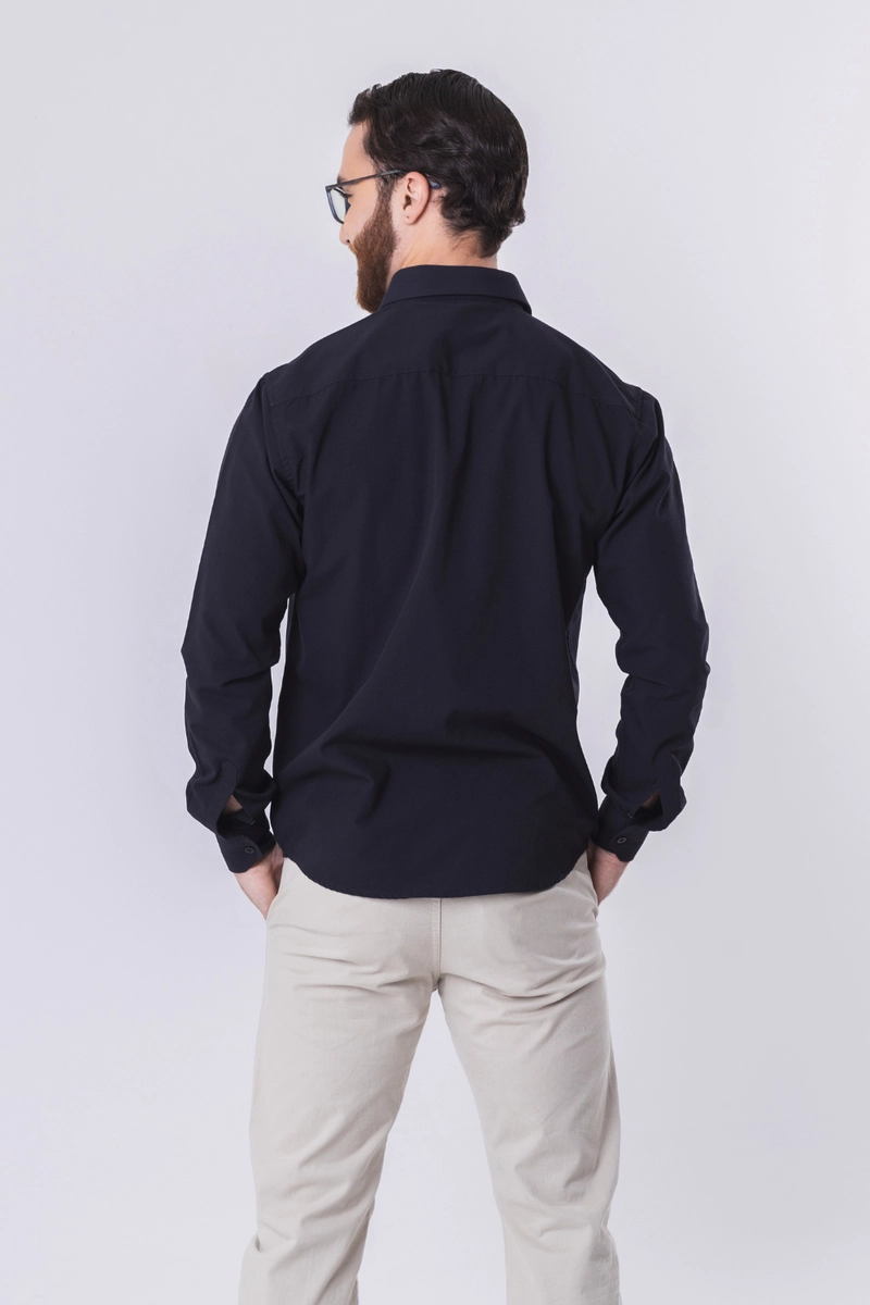 Camisa Ogochi Lisa Manga Longa Masculina Preta Camisa Ogochi Lisa Manga Longa Masculina Preta