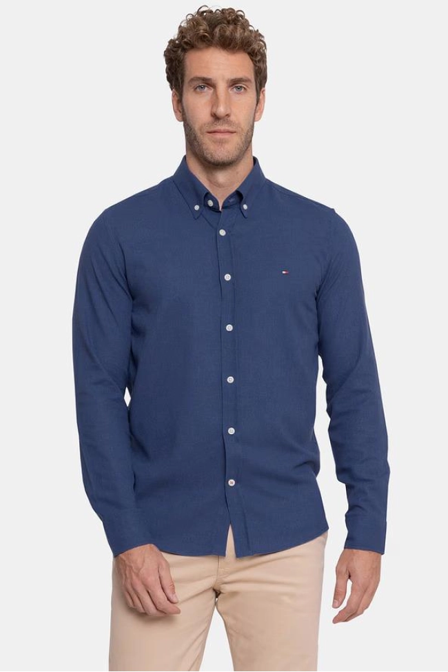 Camisa Tommy Hilfiger Manga Longa Masculina Azul Escuro Camisa Tommy Hilfiger Manga Longa Masculina Azul Escuro