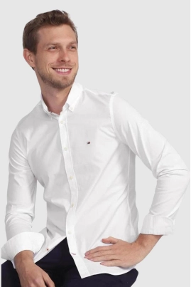 Camisa Tommy Hilfiger Manga Longa Masculina Branco Camisa Tommy Hilfiger Manga Longa Masculina Branco