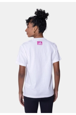 Camiseta Adidas Manga Curta Estampada Feminina Branca Camiseta Adidas Manga Curta Estampada Feminina Branca