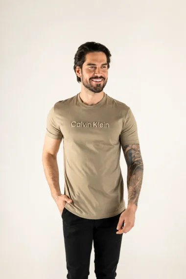 Camiseta Calvin Klein Masculina Caqui Camiseta Calvin Klein Masculina Caqui