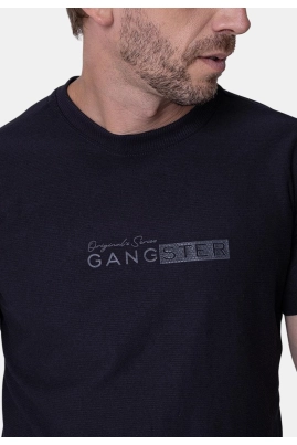 Camiseta Gangster Manga Curta Text Masculina Preta Camiseta Gangster Manga Curta Text Masculina Preta
