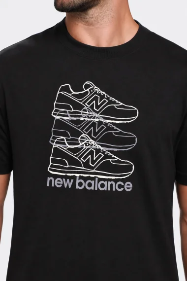 Camiseta Masculina New Balance Layered Preta Camiseta Masculina New Balance Layered Preta