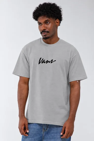 Camiseta Unissex Classic Script Vans Cinza Camiseta Unissex Classic Script Vans Cinza