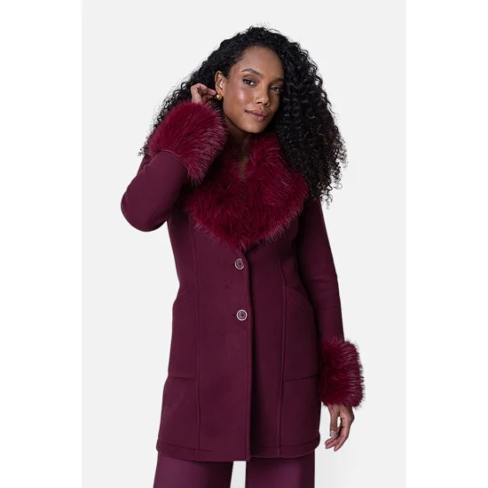 Casaco Feminino Fleece C/Pele Julias Closet Casaco Feminino Fleece C/Pele Julias Closet
