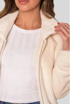  Casaco Fleece Duplo Lzt Feminino Off White