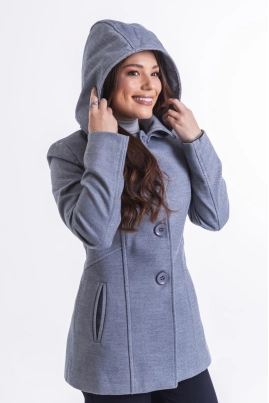 Casaco La Marca Lã Batida Com Capuz Feminino Cinza Casaco La Marca Lã Batida Com Capuz Feminino Cinza