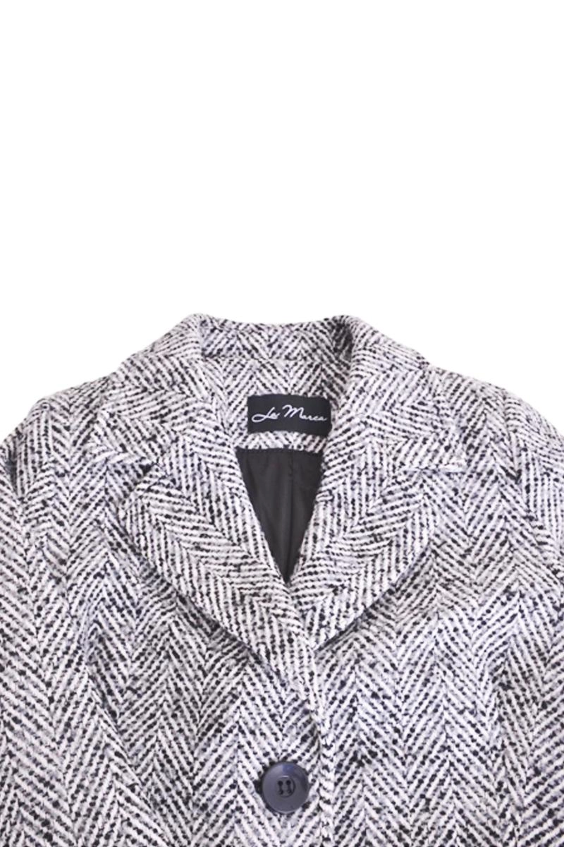 Casaco La Marca Lã Batida Sem Capuz Feminino Preto Mescla Casaco La Marca Lã Batida Sem Capuz Feminino Preto Mescla