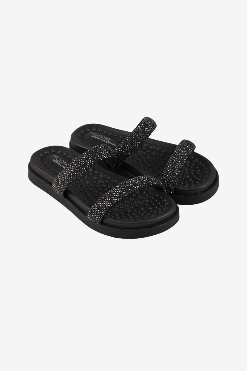 Chinelo Modare Flat com Brilho Feminina Preta 