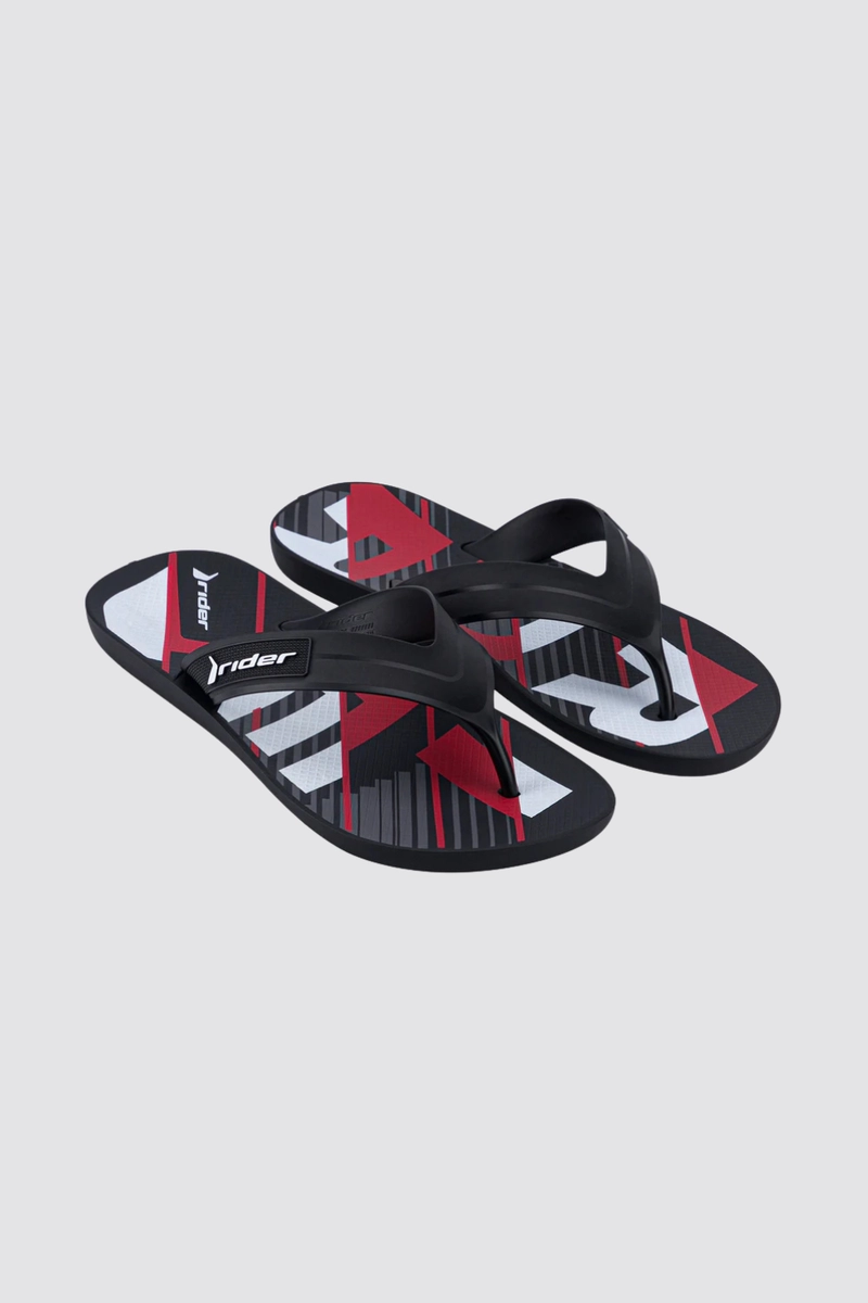 Chinelo Grendene Rider Infantil Masculino Preto e Vermelho Chinelo Grendene Rider Infantil Masculino Preto e Vermelho