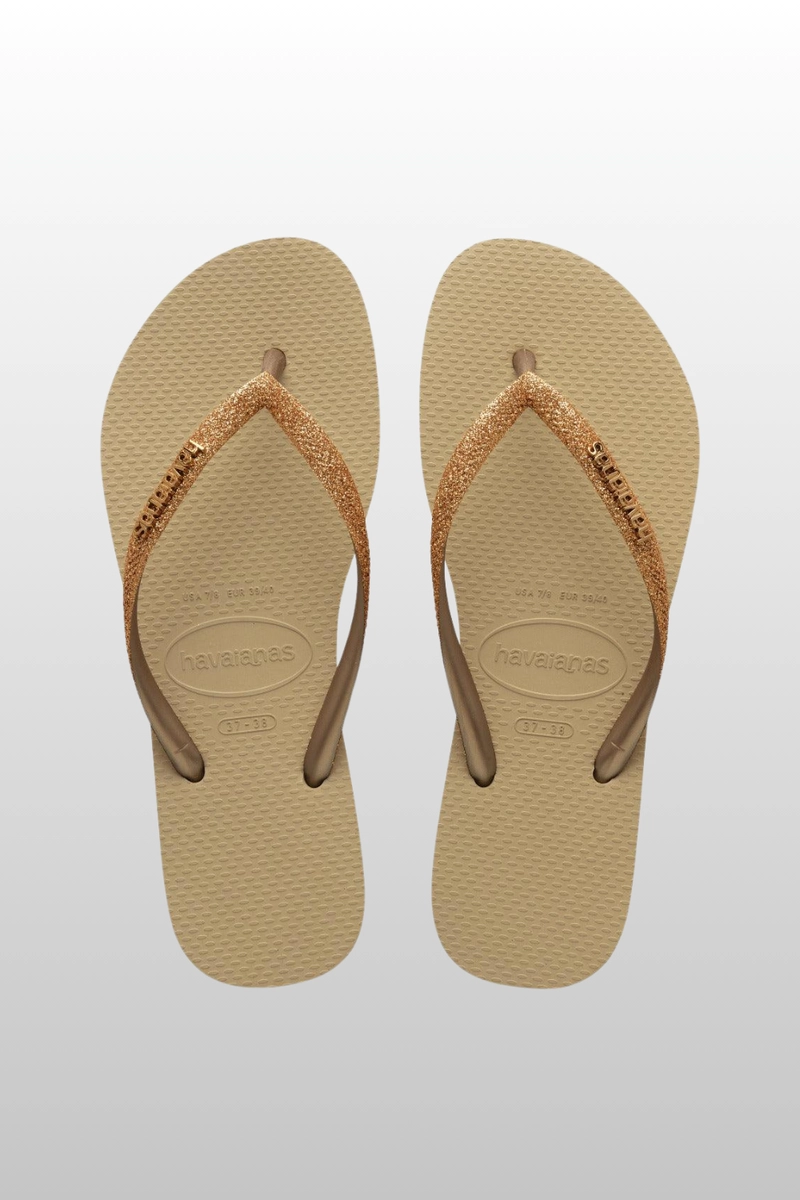 Chinelo Havaianas Slim Glitter II Feminino Areia Chinelo Havaianas Slim Glitter II Feminino Areia