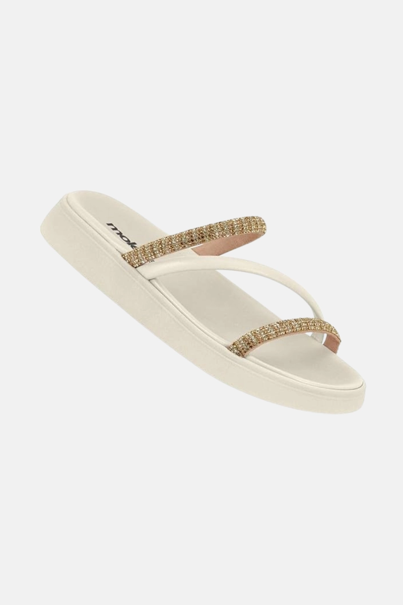 Chinelo Moleca Rasteira com Brilho Feminina Creme Chinelo Moleca Rasteira com Brilho Feminina Creme