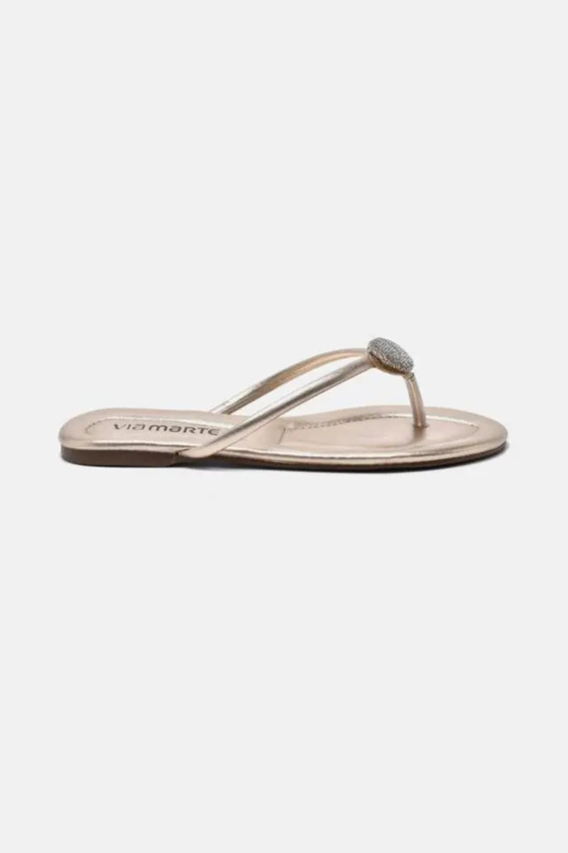 Chinelo Via Marte Rasteira Com Brilho Feminina Gold